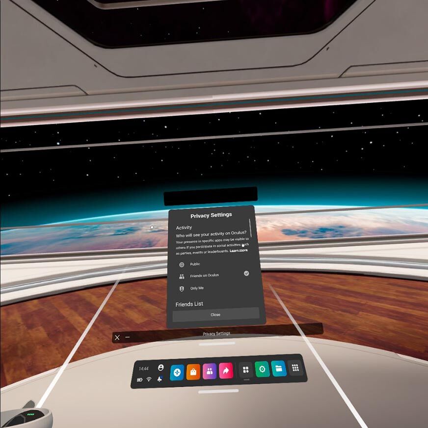 Oculus/ Meta Quest 2 Datenschutzeinstellungen Screenshot